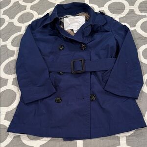 Burberry Blue Raincoat with Belt and Double-Breasted Design